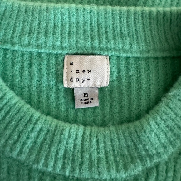 Target Crewneck Sweater A New Day Green Red Cherries Embroidered Size Medium - Picture 6 of 9